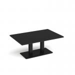 Eros rectangular coffee table with flat black rectangular base and twin uprights 1200mm x 800mm - Black ECR1200-K-BK