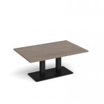 Eros rectangular coffee table with flat black rectangular base and twin uprights 1200mm x 800mm - barcelona walnut ECR1200-K-BW
