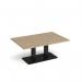 Eros rectangular coffee table with flat black rectangular base and twin uprights 1200mm x 800mm - kendal oak