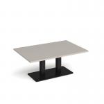 Eros rectangular coffee table with flat black rectangular base and twin uprights 1200mm x 800mm - Light Grey ECR1200-K-LG