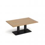 Eros rectangular coffee table with flat black rectangular base and twin uprights 1200mm x 800mm - oak ECR1200-K-O
