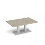 Eros rectangular coffee table with flat white rectangular base and twin uprights 1200mm x 800mm - made to order ECR1200-WH