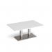 Eros rectangular coffee table with flat white rectangular base and twin uprights 1200mm x 800mm - made to order