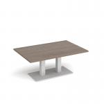Eros rectangular coffee table with flat white rectangular base and twin uprights 1200mm x 800mm - barcelona walnut ECR1200-WH-BW