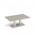 Eros rectangular coffee table with flat white rectangular base and twin uprights 1200mm x 800mm - Light Grey ECR1200-WH-LG