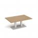 Eros rectangular coffee table with flat white rectangular base and twin uprights 1200mm x 800mm - oak