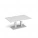 Eros rectangular coffee table with flat white rectangular base and twin uprights 1200mm x 800mm - white ECR1200-WH-WH