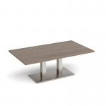 Eros rectangular coffee table with flat brushed steel rectangular base and twin uprights 1400mm x 800mm - barcelona walnut ECR1400-BS-BW
