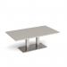 Eros rectangular coffee table with flat brushed steel rectangular base and twin uprights 1400mm x 800mm -Light Grey ECR1400-BS-LG
