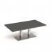Eros rectangular coffee table with flat brushed steel rectangular base and twin uprights 1400mm x 800mm - Onyx Grey ECR1400-BS-OG