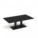 Eros rectangular coffee table with flat black rectangular base and twin uprights 1400mm x 800mm - Black ECR1400-K-BK
