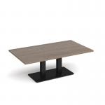 Eros rectangular coffee table with flat black rectangular base and twin uprights 1400mm x 800mm - barcelona walnut ECR1400-K-BW