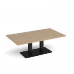 Eros rectangular coffee table with flat black rectangular base and twin uprights 1400mm x 800mm - kendal oak ECR1400-K-KO