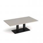 Eros rectangular coffee table with flat black rectangular base and twin uprights 1400mm x 800mm - Light Grey ECR1400-K-LG