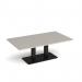 Eros rectangular coffee table with flat black rectangular base and twin uprights 1400mm x 800mm - Light Grey ECR1400-K-LG
