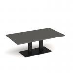 Eros rectangular coffee table with flat black rectangular base and twin uprights 1400mm x 800mm - Onyx Grey ECR1400-K-OG