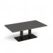 Eros rectangular coffee table with flat black rectangular base and twin uprights 1400mm x 800mm - Onyx Grey ECR1400-K-OG