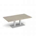 Eros rectangular coffee table with flat white rectangular base and twin uprights 1400mm x 800mm - made to order ECR1400-WH
