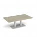 Eros rectangular coffee table with flat white rectangular base and twin uprights 1400mm x 800mm - made to order ECR1400-WH