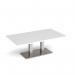 Eros rectangular coffee table with flat white rectangular base and twin uprights 1400mm x 800mm - made to order