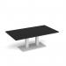 Eros rectangular coffee table with flat white rectangular base and twin uprights 1400mm x 800mm - Black ECR1400-WH-BK