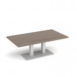Eros rectangular coffee table with flat white rectangular base and twin uprights 1400mm x 800mm - barcelona walnut ECR1400-WH-BW