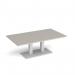 Eros rectangular coffee table with flat white rectangular base and twin uprights 1400mm x 800mm - Light Grey ECR1400-WH-LG