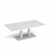 Eros rectangular coffee table with flat white rectangular base and twin uprights 1400mm x 800mm - white ECR1400-WH-WH