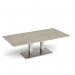 Eros rectangular coffee table with flat brushed steel rectangular base and twin uprights 1600mm x 800mm - made to order ECR1600-BS