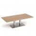 Eros rectangular coffee table with flat brushed steel rectangular base and twin uprights 1600mm x 800mm - made to order