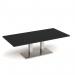 Eros rectangular coffee table with flat brushed steel rectangular base and twin uprights 1600mm x 800mm - Black ECR1600-BS-BK