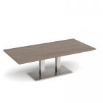 Eros rectangular coffee table with flat brushed steel rectangular base and twin uprights 1600mm x 800mm - barcelona walnut ECR1600-BS-BW
