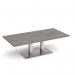 Eros rectangular coffee table with flat brushed steel rectangular base and twin uprights 1600mm x 800mm - grey oak ECR1600-BS-GO