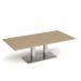 Eros rectangular coffee table with flat brushed steel rectangular base and twin uprights 1600mm x 800mm - kendal oak