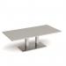 Eros rectangular coffee table with flat brushed steel rectangular base and twin uprights 1600mm x 800mm - Light Grey ECR1600-BS-LG