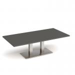 Eros rectangular coffee table with flat brushed steel rectangular base and twin uprights 1600mm x 800mm - Onyx Grey ECR1600-BS-OG