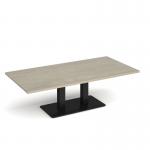 Eros rectangular coffee table with flat black rectangular base and twin uprights 1600mm x 800mm - made to order ECR1600-K