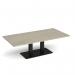 Eros rectangular coffee table with flat black rectangular base and twin uprights 1600mm x 800mm - made to order ECR1600-K