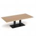 Eros rectangular coffee table with flat black rectangular base and twin uprights 1600mm x 800mm - made to order