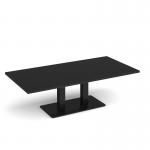 Eros rectangular coffee table with flat black rectangular base and twin uprights 1600mm x 800mm - Black ECR1600-K-BK