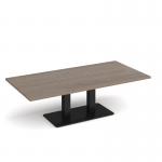 Eros rectangular coffee table with flat black rectangular base and twin uprights 1600mm x 800mm - barcelona walnut ECR1600-K-BW