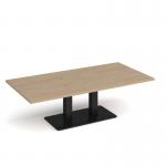 Eros rectangular coffee table with flat black rectangular base and twin uprights 1600mm x 800mm - kendal oak ECR1600-K-KO
