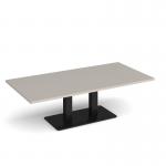 Eros rectangular coffee table with flat black rectangular base and twin uprights 1600mm x 800mm -Light Grey ECR1600-K-LG