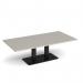 Eros rectangular coffee table with flat black rectangular base and twin uprights 1600mm x 800mm -Light Grey ECR1600-K-LG