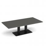 Eros rectangular coffee table with flat black rectangular base and twin uprights 1600mm x 800mm - Onyx Grey ECR1600-K-OG