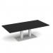 Eros rectangular coffee table with flat white rectangular base and twin uprights 1600mm x 800mm - Black ECR1600-WH-BK