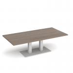 Eros rectangular coffee table with flat white rectangular base and twin uprights 1600mm x 800mm - barcelona walnut ECR1600-WH-BW