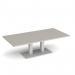 Eros rectangular coffee table with flat white rectangular base and twin uprights 1600mm x 800mm - Light Grey ECR1600-WH-LG