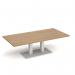 Eros rectangular coffee table with flat white rectangular base and twin uprights 1600mm x 800mm - oak