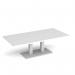 Eros rectangular coffee table with flat white rectangular base and twin uprights 1600mm x 800mm - white ECR1600-WH-WH